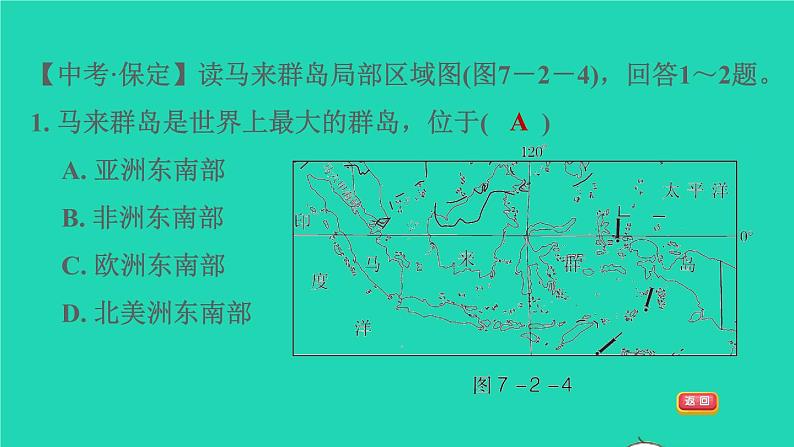 地理人教版七年级下册同步教学课件第7章我们邻近的国家和地区7.2东南亚第1课时十字路口的位置热带气候与农业生产习题第6页