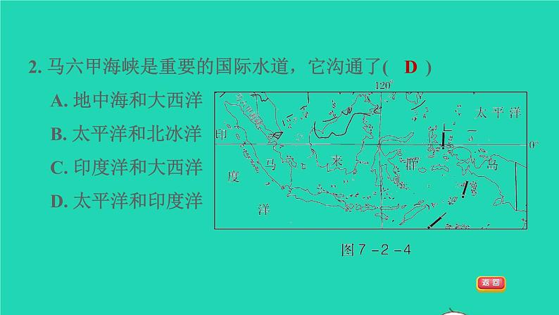 地理人教版七年级下册同步教学课件第7章我们邻近的国家和地区7.2东南亚第1课时十字路口的位置热带气候与农业生产习题第7页