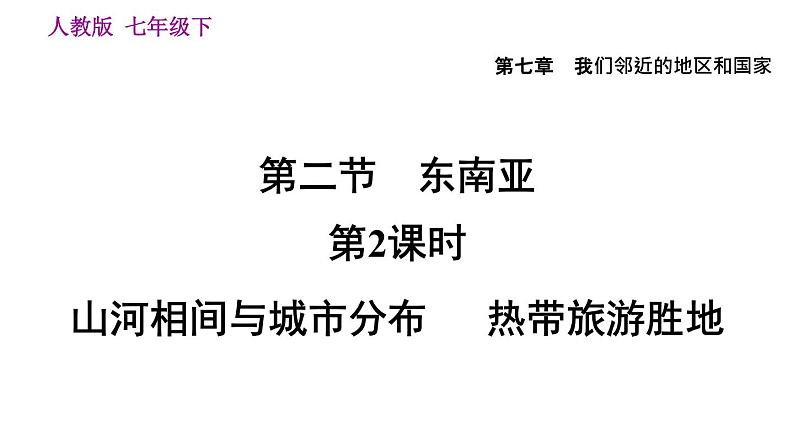 地理人教版七年级下册同步教学课件第7章 我们邻近的地区和国家第2节东南亚第2课时山河相间与城市分布热带旅游胜地第7页