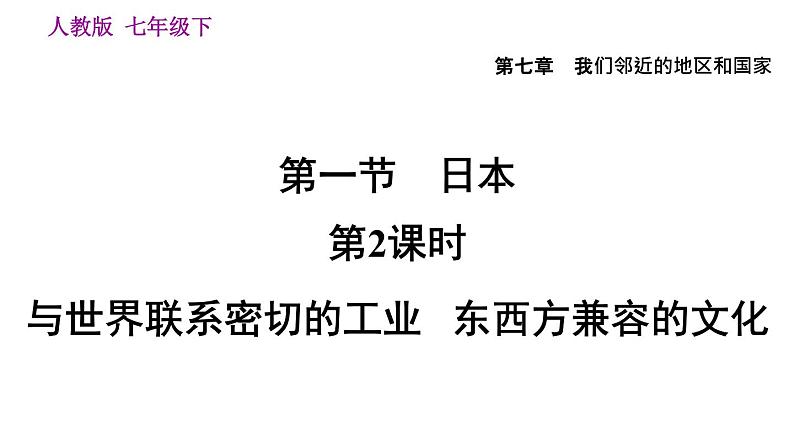 地理人教版七年级下册同步教学课件第7章 我们邻近的地区和国家第1节日本第2课时与世界联系密切的工业东西方兼容的文化第4页