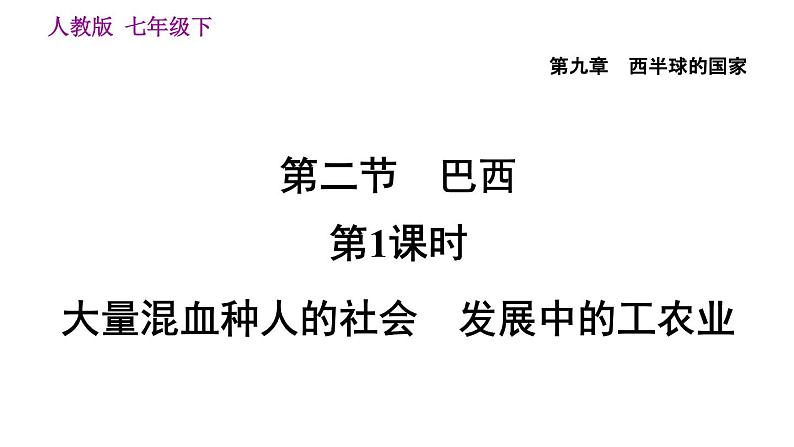 地理人教版七年级下册同步教学课件第9章 西半球的国家第2节巴西第1课时大量混血种人的社会发展中的工农业第4页