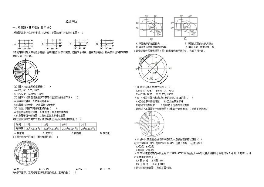 中考 经纬网专题二第1页