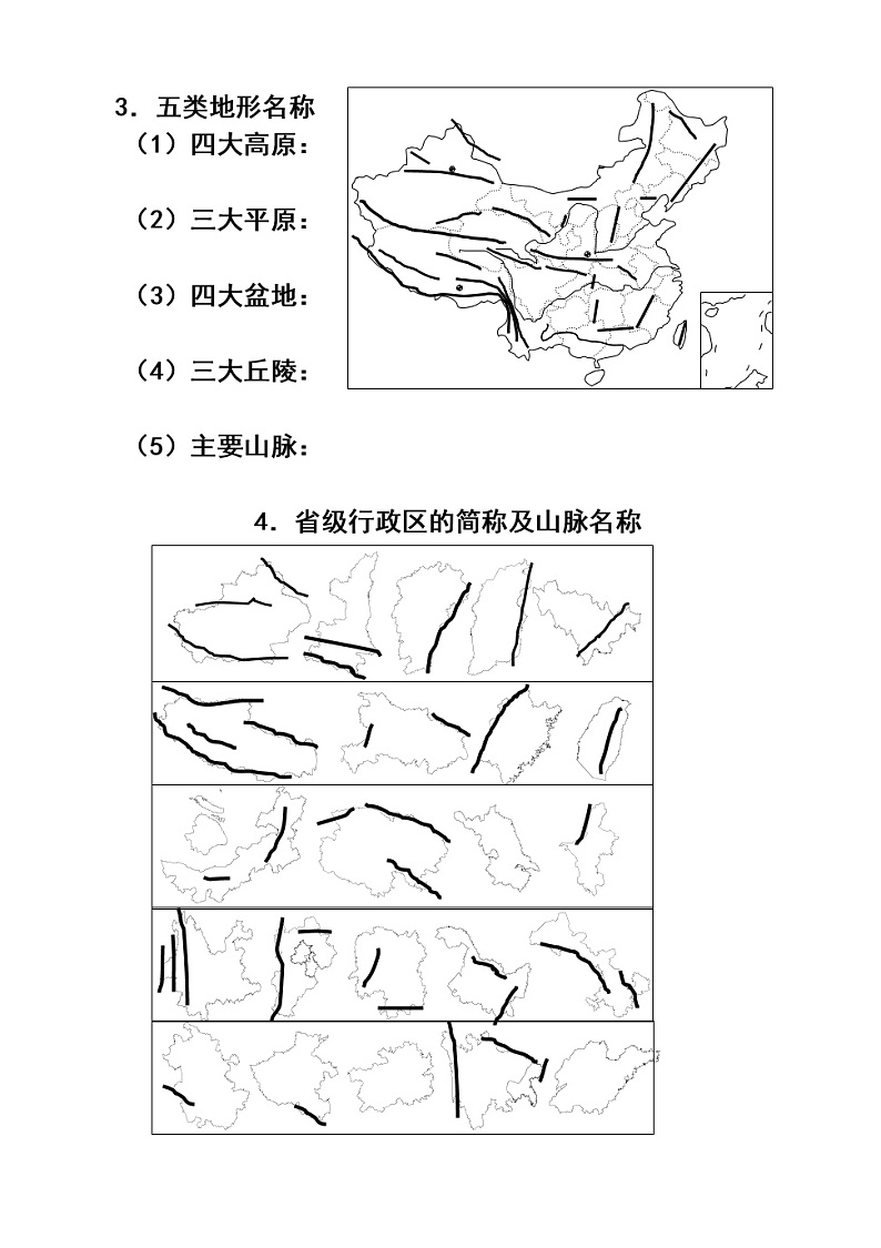 初中地理八上中国地理经典空白图02