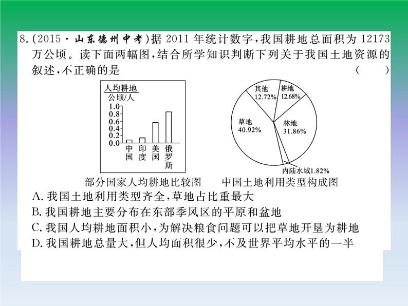 初中地理八上第三章 中国的自然资源 检测卷作业课件07