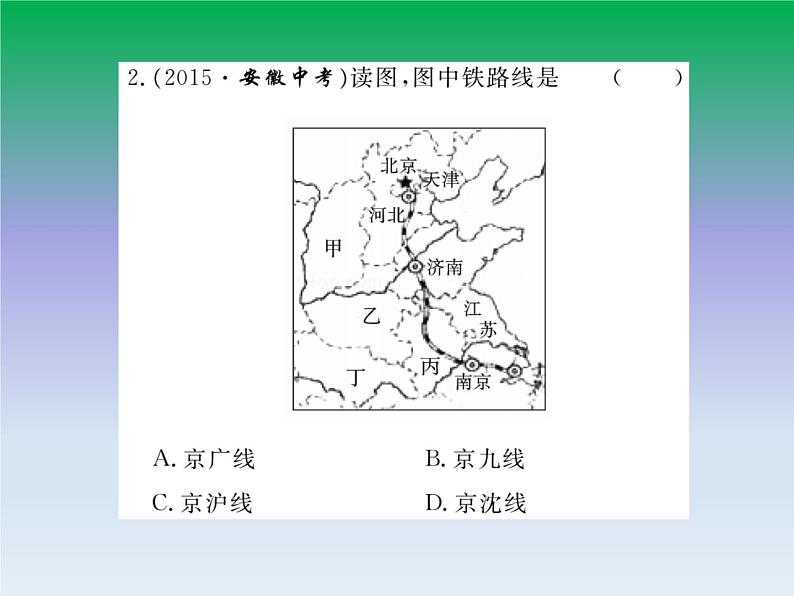 初中地理八上第4章第1节第2课时 我国铁路干线的分布作业课件第7页