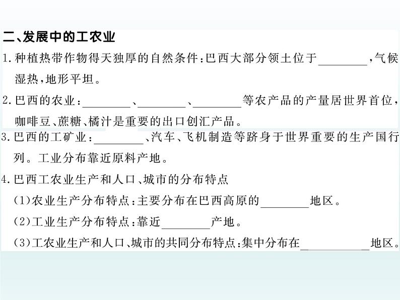 初中地理7下第9章第2节第1课时 大量混血种人的社会 发展中的工农业习题课件第4页