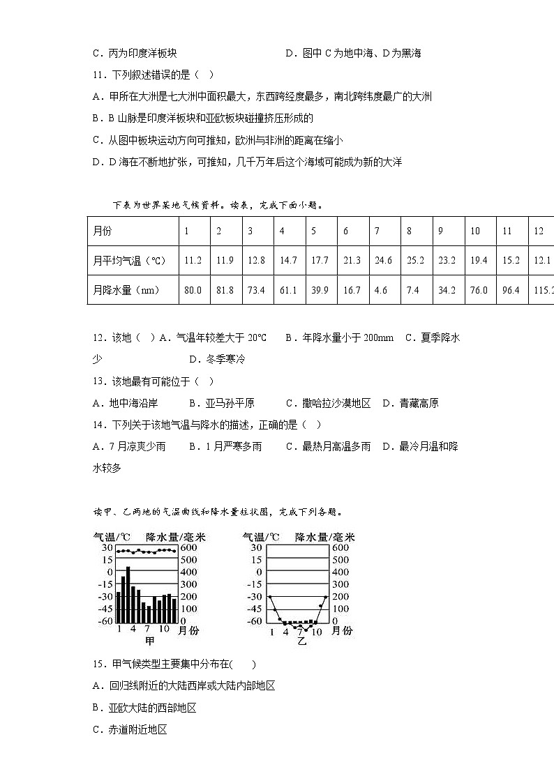 陕西省咸阳市三原县2021-2022学年七年级上学期期末地理试题(含答案)03