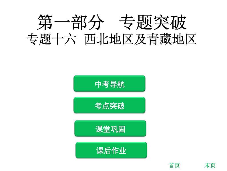 中考地理复习 专题突破课件：专题十六  西北地区及青藏地区01