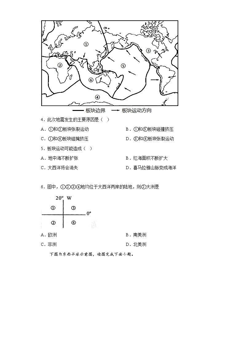 第三章 陆地和海洋—人类生存的基本空间章节习题-2022-2023学年七年级地理上学期晋教版(含答案)第2页