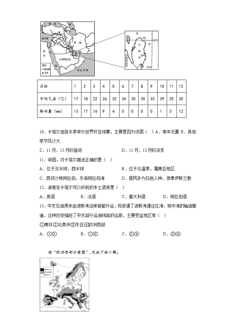 辽宁省沈阳市浑南区三校2021-2022学年七年级下学期期中联考地理试题(含答案)03