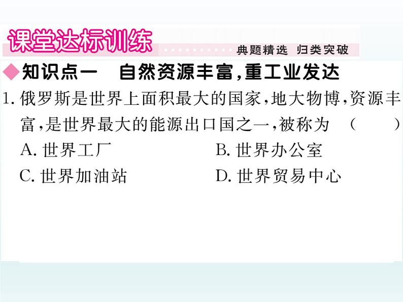 初中地理7下7.4.2自然资源丰富 重工业发达 发达的交通习题课件06