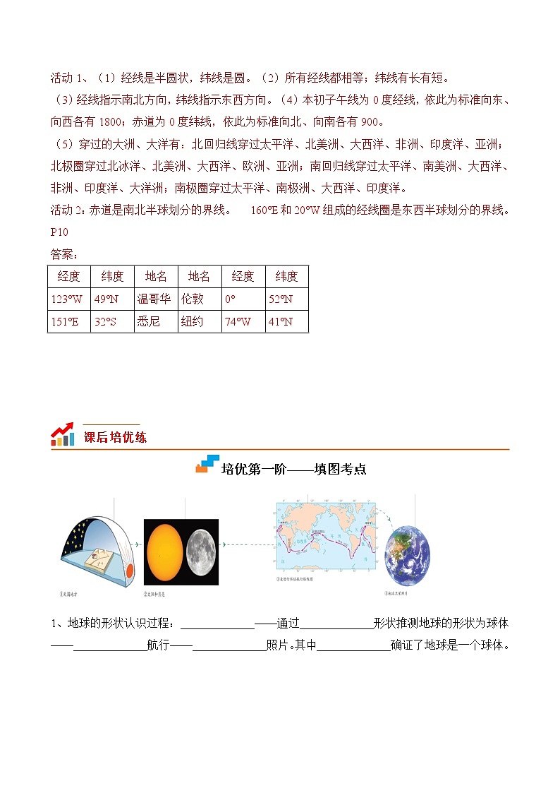 【培优分级练】人教版地理 七年级上册 1.1《地球和地球仪》同步分级练（原卷版）第2页