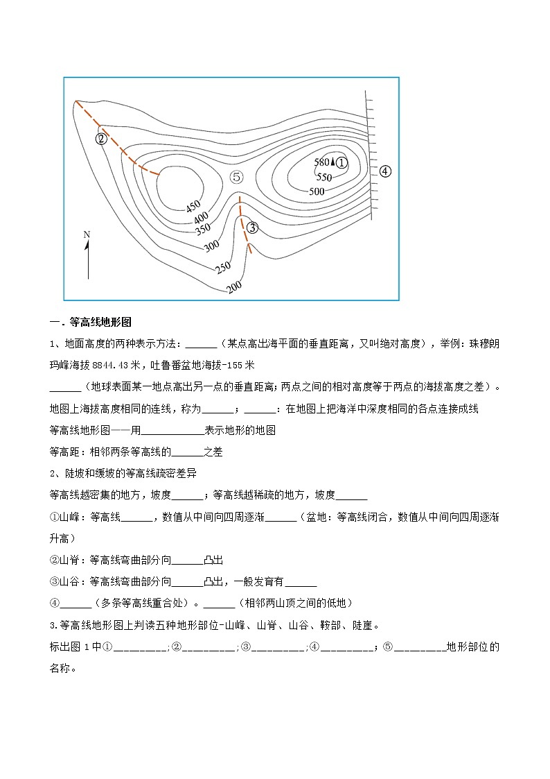 【培优分级练】人教版地理 七年级上册 1.4《地形图的判读》同步分级练（含解析）02