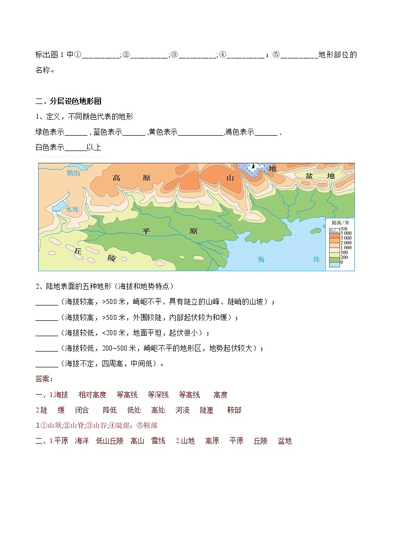 【培优分级练】人教版地理 七年级上册 1.4《地形图的判读》同步分级练（含解析）03