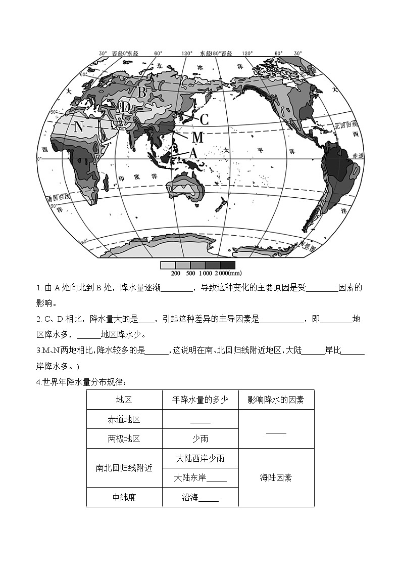 【培优分级练】人教版地理 七年级上册 3.3《降水的变化与分布》同步分级练（含解析）02