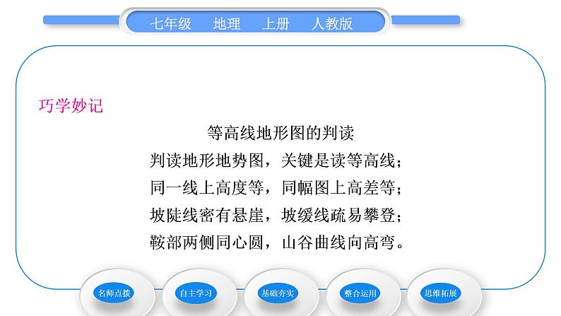 人教版七年级地理上第一章地球和地图第四节地形图的判读习题课件第6页