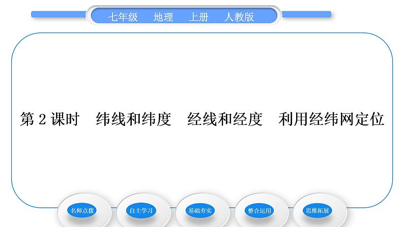 人教版七年级地理上第一章地球和地图第一节地球和地球仪第2课时纬线和纬度　经线和经度　利用经纬网定位习题课件第1页