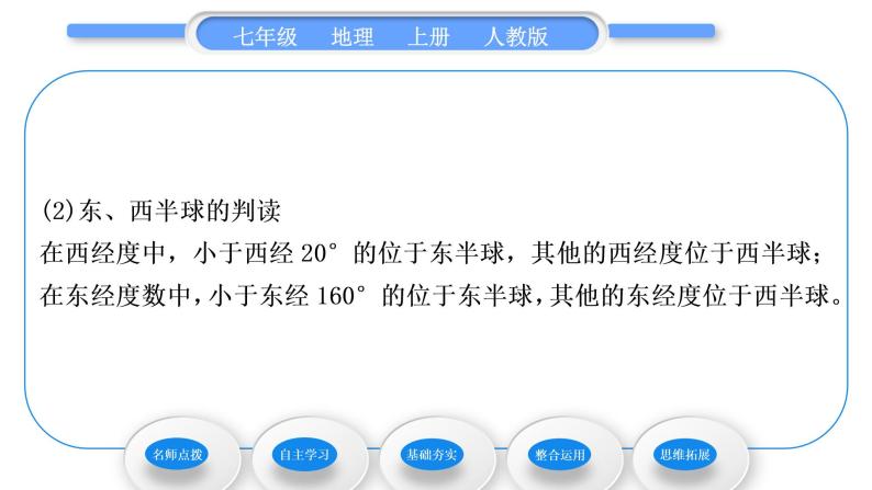 人教版七年级地理上第一章地球和地图第一节地球和地球仪第2课时纬线和纬度　经线和经度　利用经纬网定位习题课件04