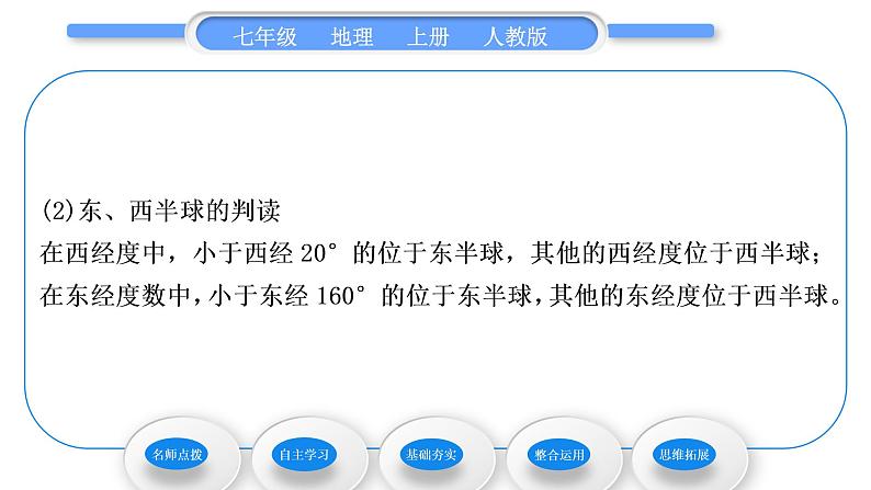 人教版七年级地理上第一章地球和地图第一节地球和地球仪第2课时纬线和纬度　经线和经度　利用经纬网定位习题课件第4页