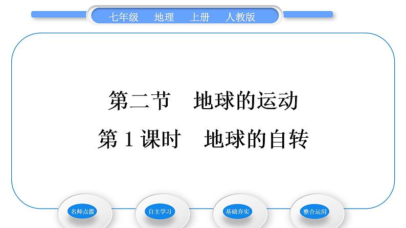 人教版七年级地理上第一章地球和地图第二节地球的运动第1课时地球的自转习题课件第1页