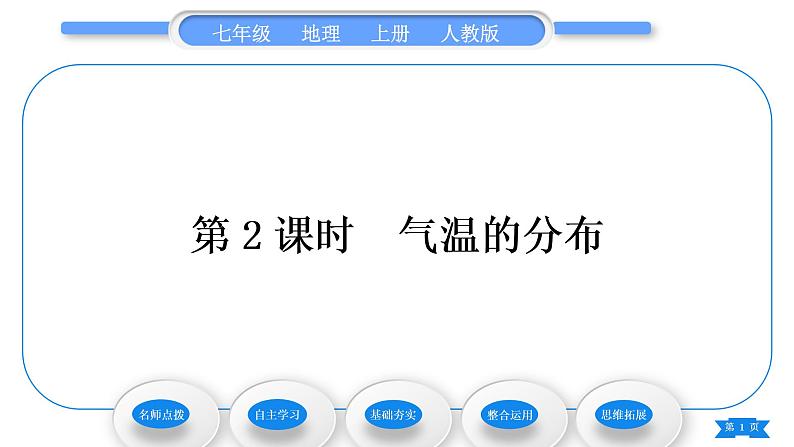 人教版七年级地理上第三章天气与气候第二节气温的变化与分布第2课时气温的分布习题课件第1页