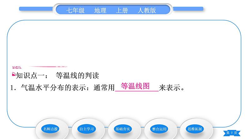 人教版七年级地理上第三章天气与气候第二节气温的变化与分布第2课时气温的分布习题课件第7页