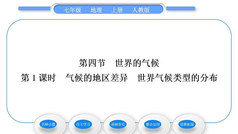 人教版七年级地理上第三章天气与气候第四节世界的气候第1课时气候的地区差异世界气候类型的分布习题课件01