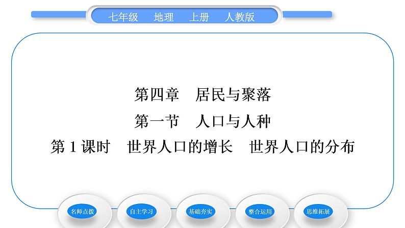 人教版七年级地理上第四章居民与聚落第一节人口与人种第1课时世界人口的增长　世界人口的分布习题课件01