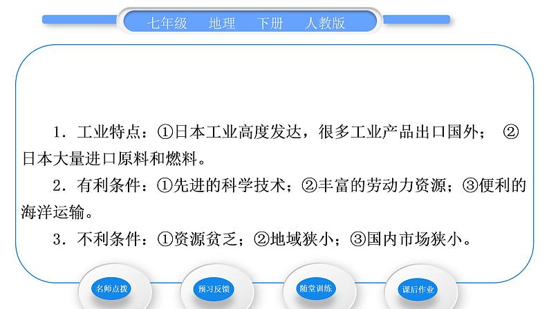 人教版七年级地理下第7章我们邻近的地区和国家第1节日本第2课时与世界联系密切的工业　东西方兼容的文化习题课件习题课件02