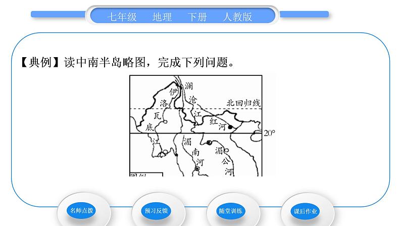 人教版七年级地理下第7章我们邻近的地区和国家第2节东南亚第2课时山河相间与城市分布　热带旅游胜地习题课件习题课件03