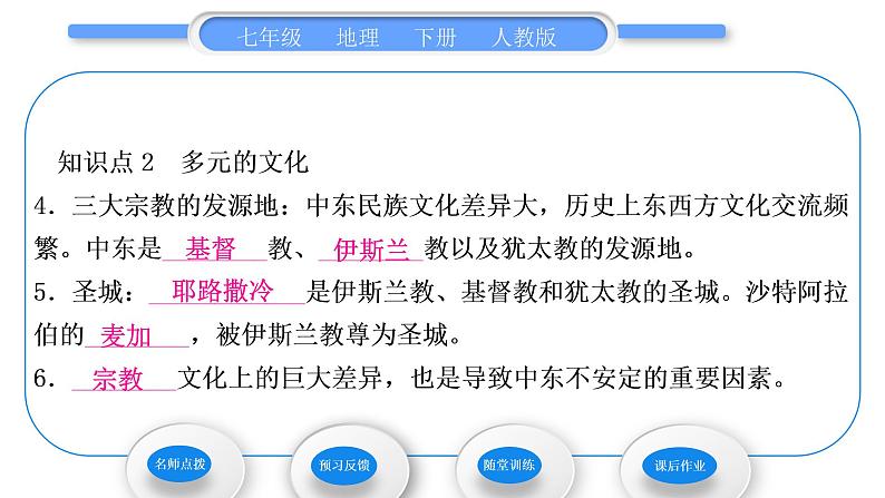 人教版七年级地理下第8章东半球其他的地区和国家第1节中东第2课时匮乏的水资源　多元的文化习题课件08