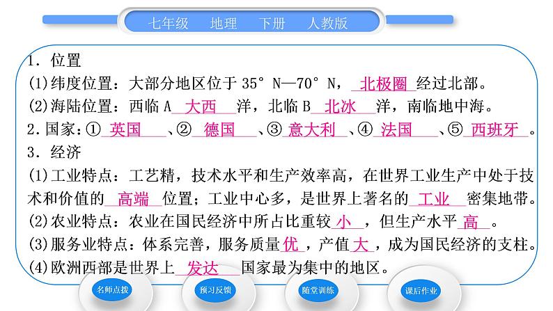 人教版七年级地理下第8章东半球其他的地区和国家第2节欧洲西部第1课时工业密集，发达国家集中习题课件第7页