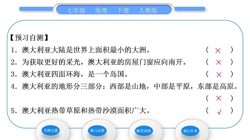 人教版七年级地理下第8章东半球其他的地区和国家第4节澳大利亚第1课时世界活化石博物馆　“骑在羊背上的国家”习题课件第8页