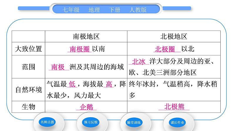 人教版七年级地理下第十章极地地区习题课件08