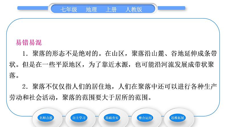 人教版七年级地理上第四章居民与聚落第三节人类的聚居地——聚落习题课件05