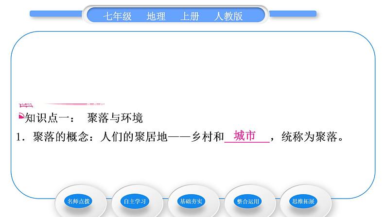 人教版七年级地理上第四章居民与聚落第三节人类的聚居地——聚落习题课件06