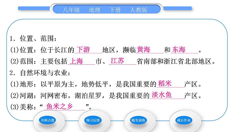 人教版八年级地理下第7章南方地区第2节 “鱼米之乡”——长江三角洲地区习题课件07