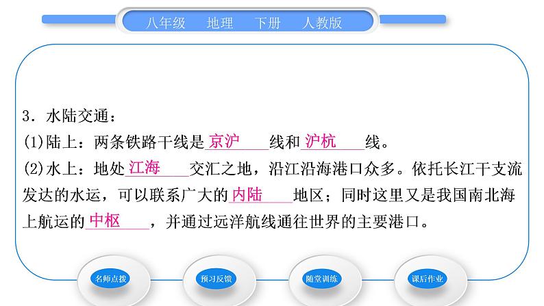 人教版八年级地理下第7章南方地区第2节 “鱼米之乡”——长江三角洲地区习题课件08