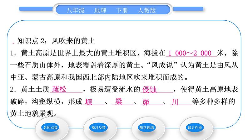 人教版八年级地理下第6章北方地区第3节 世界最大的黄体堆积区——黄土高原第1课时 文明的摇篮  风吹来的黄土习题课件07