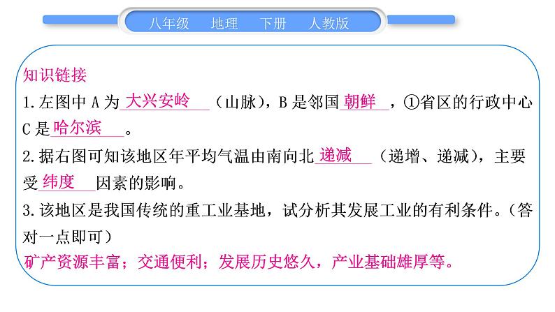 人教版八年级地理下地图专项复习第6章 北方地区习题课件05