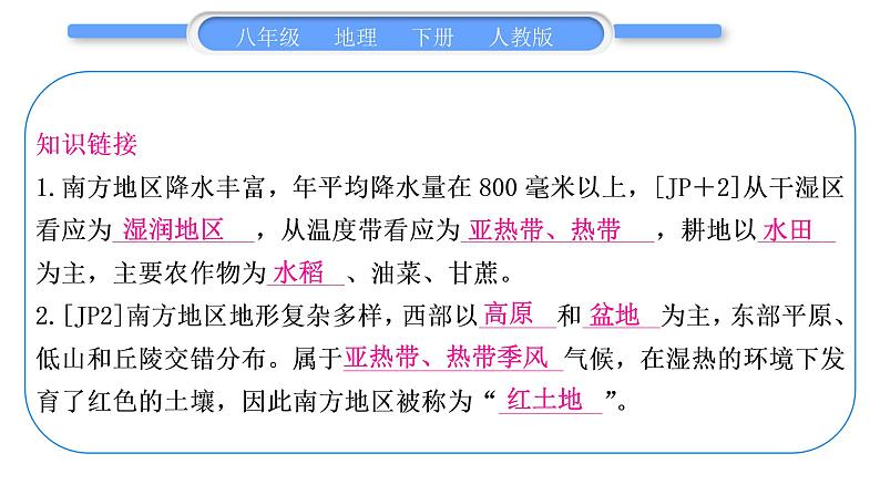 人教版八年级地理下地图专项复习第7章 南方地区习题课件03