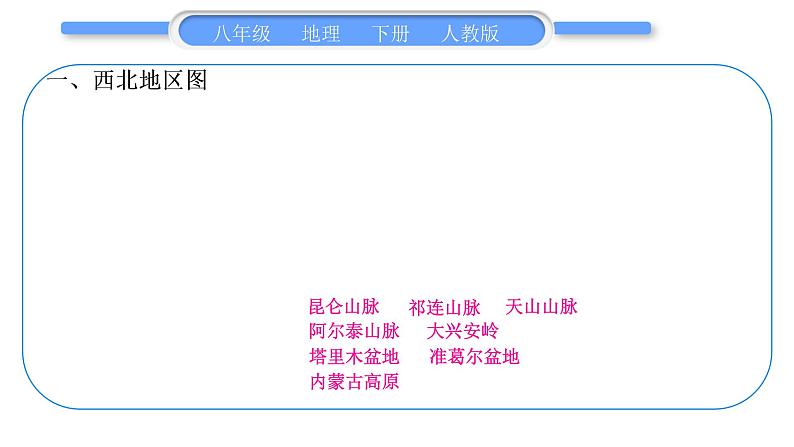 人教版八年级地理下地图专项复习第8章 西北地区习题课件02