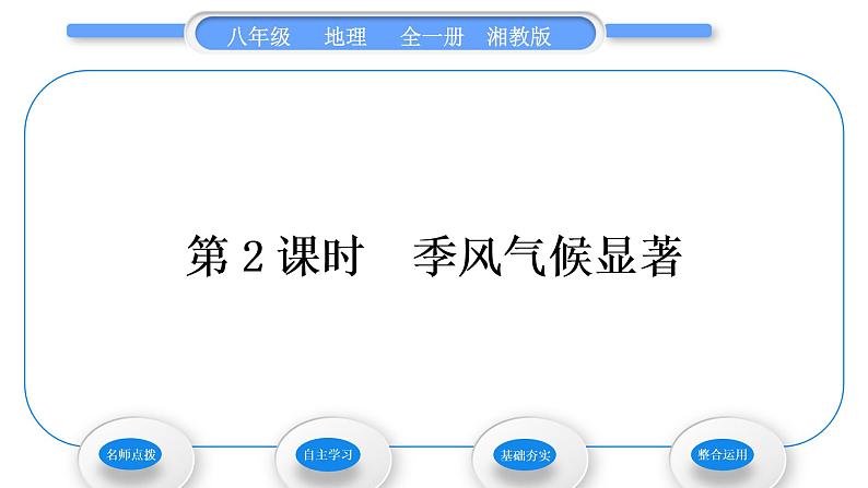 湘教版八年级地理上第二章中国的自然环境第二节中国的气候第2课时季风气候显著习题课件第1页