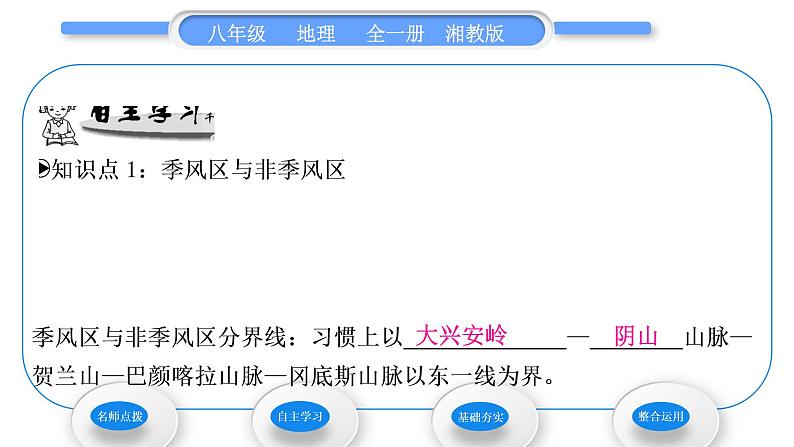 湘教版八年级地理上第二章中国的自然环境第二节中国的气候第2课时季风气候显著习题课件第7页