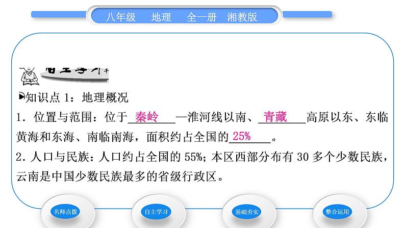 湘教版八年级地理下第五章中国的地域差异第二节北方地区和南方地区第2课时南方地区习题课件06