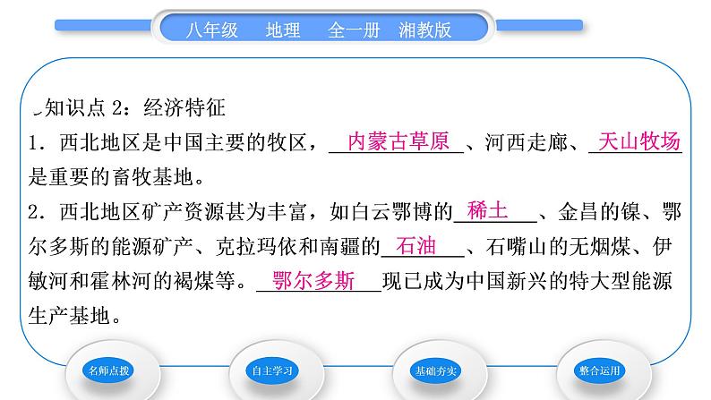 湘教版八年级地理下第五章中国的地域差异第三节西北地区和青藏地区第1课时西北地区习题课件第8页