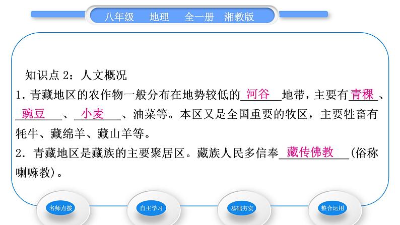 湘教版八年级地理下第五章中国的地域差异第三节西北地区和青藏地区第2课时青藏地区习题课件07