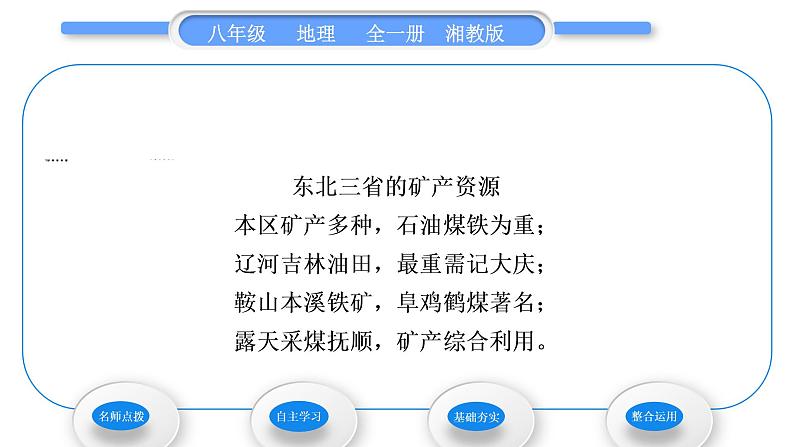 湘教版八年级地理下第六章认识区域：位置与分布第三节东北地区的产业分布习题课件05