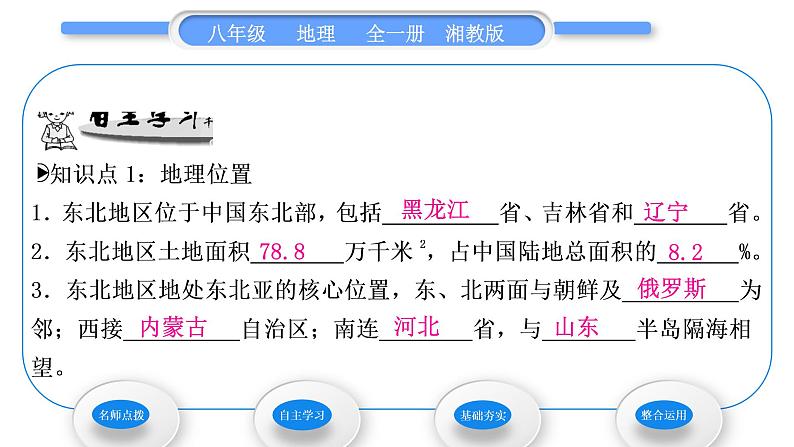 湘教版八年级地理下第六章认识区域：位置与分布第一节东北地区的地理位置与自然环境习题课件05