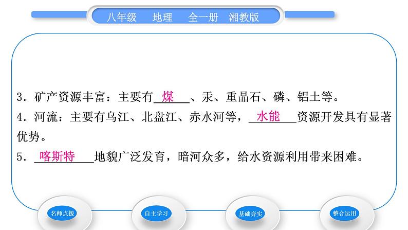 湘教版八年级地理下第八章认识区域：环境与发展第四节贵州省的环境保护与资源利用习题课件07